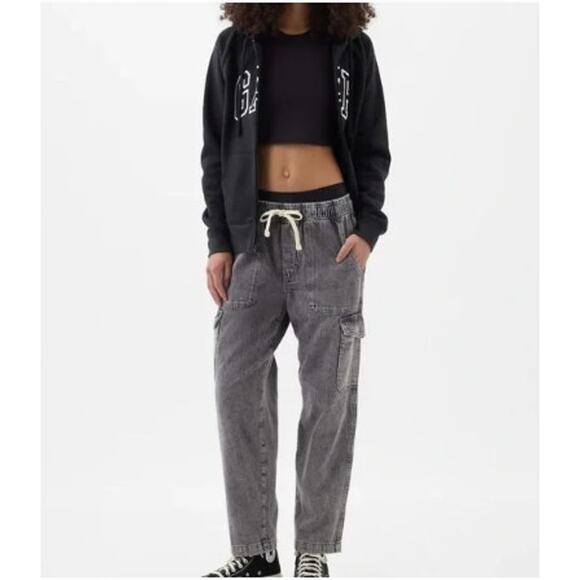 Gap Black Acid Wash Easy Jean Cargo Size‎ Medium - Picture 1 of 11